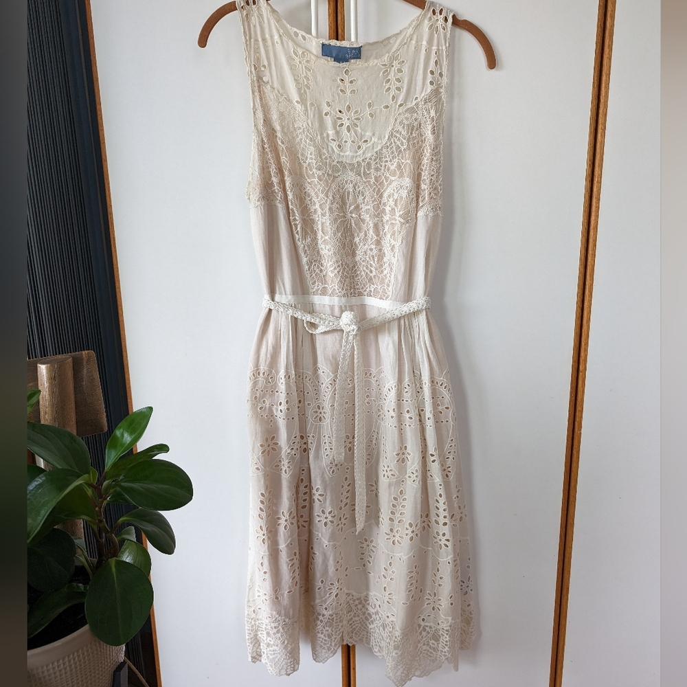 Anthropologie Lil Windward Lace Midi Dress in Cream - Picture 2 of 15